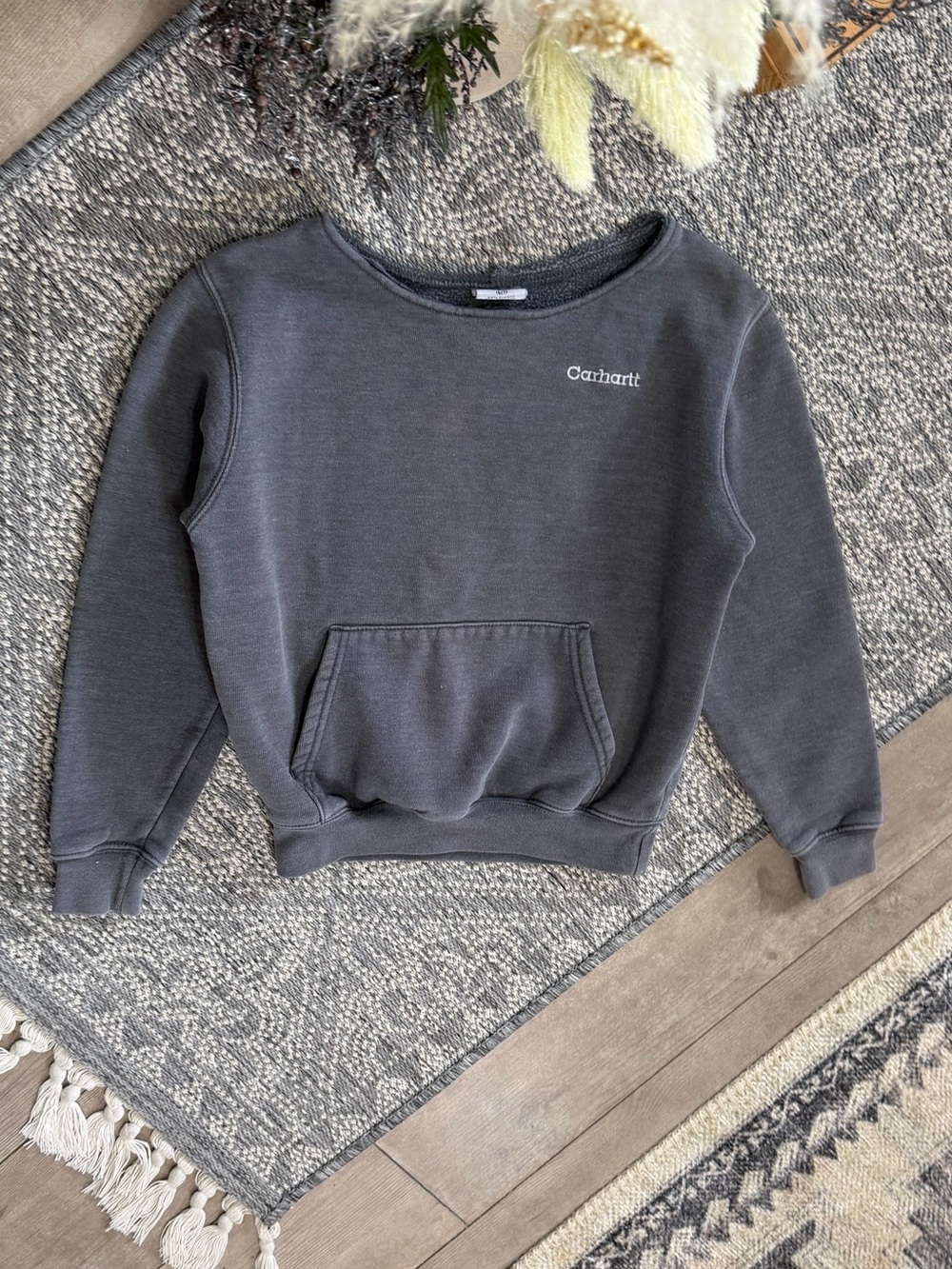 Vintage Y2K Carhartt Kids Charcoal Gray Sweatshirt Size Small 6/7
